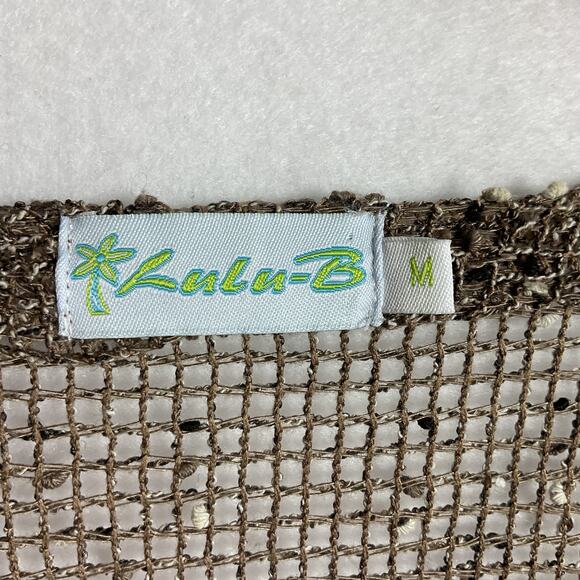 Lulu B Womens Cover Up Knit Fishnet Cardigan Brown Medium - Picture 6 of 12